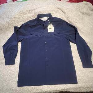 Lizardhead Men's LS Performance Fishing Hiking Shirt UV Protection Navy Size M